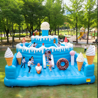 Grand trampoline gonflable géant en forme de gâteau d'anniversaire pour parc d'attractions, château gonflable géant avec bonbons et beignets pour enfants