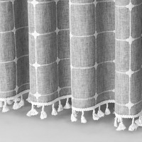 Rideau de douche en lin et polyester jacquard, imperméable et anti-moisissure, design moderne et minimaliste avec 12 crochets pour salle de bain