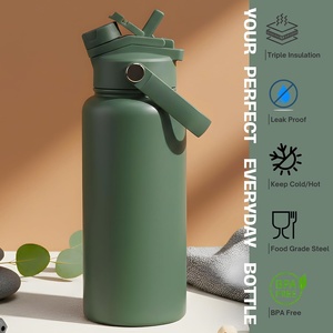 Wholesale 24oz Vacuum <b>Insulated</b> Stainless Steel Water <b>Bottle</b> <b>with</b> Anti Dust <b>Straw</b> Lid Car Travel - Product Image 4