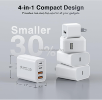 Adaptateur Secteur 40W avec 2 Ports USB-C et 2 Ports USB, Tête de Chargement Rapide 4 Ports Universelle pour Téléphone Portable, Chargeur Mural Portable