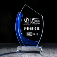 Trophée Blank Blue Bay Medal of Honor, trophée en cristal personnalisé autorisé, récompense de compétition, souvenir, impression UV, écologique