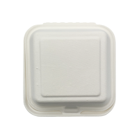 Sans PFAS 6 pouces bagasse à clapet à emporter 450ml boîte à hamburger à charnière compostable conteneurs à emporter robustes