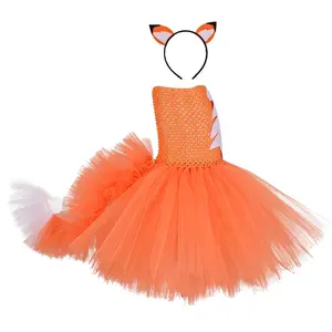 Animal Kids Fox Tutu Halloween Carnival Costume Fancy Dress For Girls Cartoon Cosplay Fox Stage Performance Costumes