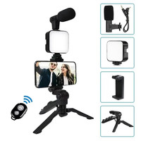 Kit vidéo portable pour téléphone avec trépied pieuvre, éclairage LED, microphone, trépied, éclairage vidéo, perche à selfie