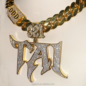 Pendentif en argent personnalisé Yu Ying avec lettres, bijoux hip-hop, pendentifs en argent, diamants Miami en moissanite VVS, chaîne de pendentif - Product Image 1