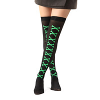 Medias de látex desechables de invierno estilo gótico punk con diseño de esqueleto y rosas, por encima de la rodilla, para cosplay y fiestas.