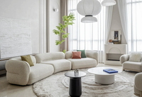 Canapé d'angle en tissu Bobo Ball, modèle L, très populaire auprès des blogueurs, idéal pour salon, appartement, villa, grand appartement, design incurvé au sol, vente directe usine