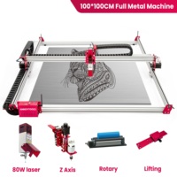 Nouvelle conception 2 en 1, machine de gravure CNC et laser entièrement métallique 100*100cm avec contrôle par application téléphonique, machine de gravure laser 10w