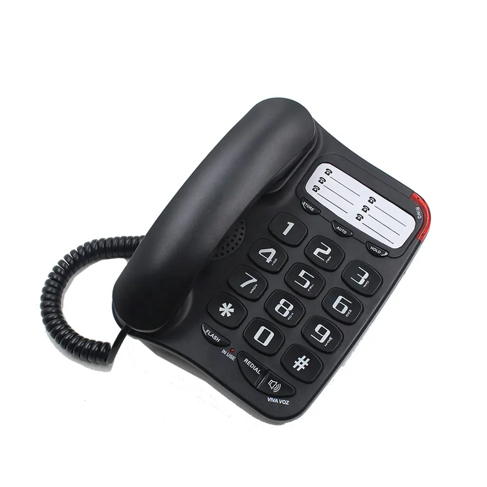 Telefone landline botão grande para seniores e grandes teclas amplificadas cordadas telefone para idosos com cartão de livro de celular e parede móvel