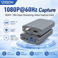 Tarjeta Capturadora de Video U3SDH SDI HDMI USB 3.0 1080P 60Hz, Transmisión en Vivo, Grabador SMPTE con Entrada de Audio para Cámara, Grabación en Vivo