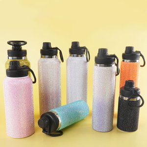 Rhinestone <span class=keywords><strong>Bling</strong></span> 32 oz Bouteille d'eau isolée Bouteille d'eau de voyage avec couvercle à bec de paille et bouchon à vis - Product Image 3