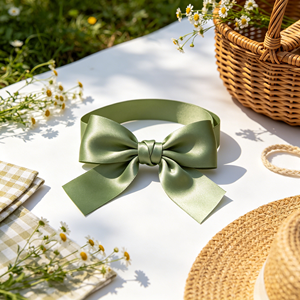 Minimalist Olive Green Satin Ribbon Bow Wholesale Custom Bow for Holiday Gift <b>Box</b> Wedding Jewelry <b>Box</b> Packaging Decoration - Product Image 3