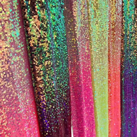 Tissu personnalisable en spandex à paillettes brodées effet écailles de poisson, dégradé multicolore irisé, pour robes de mariée et sacs