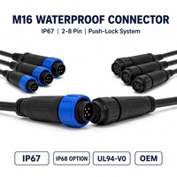 Connecteur circulaire étanche IP67 M16, 2 à 8 broches, avec verrouillage par vis, prise mâle/femelle, montage sur panneau, pour éclairage LED