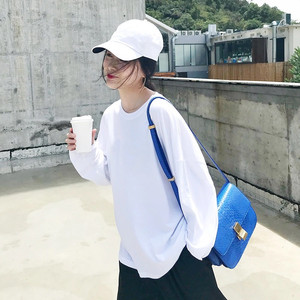 T-Shirt in Cotone Stampato a Maniche Lunghe, Oversize di Alta Qualità, Moda Primaverile per <span class=keywords><strong>Donna</strong></span>, Taglia Unica - Product Image 3