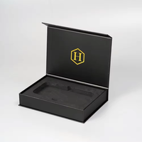 Caja magnética negra para teléfono con logotipo personalizado, caja de regalo de papel, cajas electrónicas de cartón rígido con imán reciclable