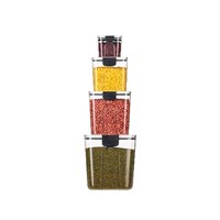 Pot de conservation sous vide rectangulaire en plastique, graines, noix, haricots, cuisine, ensemble de quatre pièces, anti-humidité, écologique, empilable