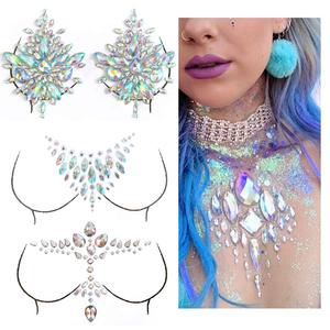 Sein bijou autocollant poitrine gemme paillettes strass <span class=keywords><strong>tatouage</strong></span> <span class=keywords><strong>temporaire</strong></span> décoration bijoux corps Art décor pâte pour cristal Festival - Product Image 5