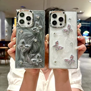 Chất Lượng Cao Trường Hợp Điện Thoại Hoàn Hảo Epoxy Tùy Biến Điện Thoại Di Động Bìa Shell Với 3D Trang Trí Bướm Mạ Điện - Product Image 3