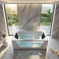 Moderna Bañera de Hidromasaje Independiente de Lujo para 2 Personas, para Baño en Casa, con Vidrio y Calefacción a Temperatura Constante