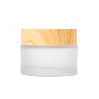 Tarro de Vidrio Esmerilado de 5 g, 10 g, 15 g, 20 g, 30 g, 50 g, 100 g, Tarro Cosmético de Vidrio con Tapa de Madera o Plástico para Crema Facial