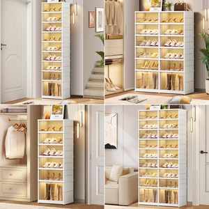 Organisateur de chaussures en plastique personnalisable à 9 niveaux, armoire à chaussures en plastique facile à installer, organisateur de chaussures pliable en une seule pièce - Product Image 3