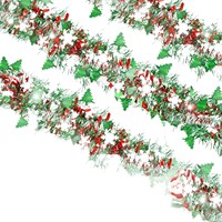 Guirlande de Noël en tinsel, best-seller, flocons de neige blancs, guirlande pour arbre de Noël, matériau PET, 2m