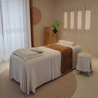 Ensemble complet 4 pièces blanc crème pour table de massage et lit, ensemble de literie de qualité supérieure pour salon de beauté