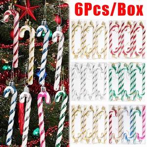 Juego de Seis Adornos Decorativos de Plástico con Forma de Caña, para Árbol de Navidad, Año Nuevo, Decoración del Hogar, Artículos para Fiestas - Product Image 5