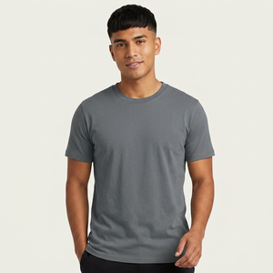 T-shirt Streetwear Gris 100% Coton, Impression Numérique Personnalisée, 200 GSM, Vente en Gros, Fabricant OEM, Direct Usine - Product Image 1