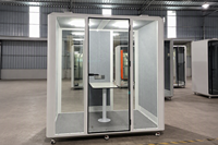 Studio de travail insonorisé préfabriqué de luxe pour 4 personnes, mobile et isolé, pour réunions et espaces privés