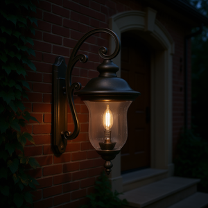 Lanterne murale extérieure vintage en aluminium bronze avec abat-jour en verre transparent, résistante aux intempéries, applique murale extérieure - Product Image 2