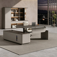 Bureau de direction modulaire en forme de L, réglable en hauteur par motorisation, table de bureau ergonomique pour PDG, ensemble de bureau avec rangement intégré