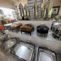 Luxe RVS hydraulische buffetchafingdish, glazen deksel voor visuele weergave, professionele hotel- en restaurant cateringset