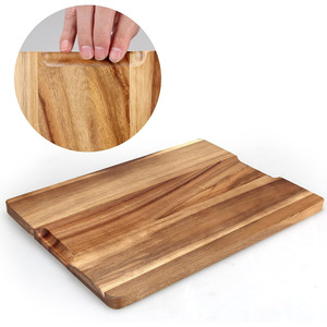 Tabla de cortar de madera de acacia con divisores, ideal para cortar verduras, frutas y pan; de doble cara con fregadero; venta al por mayor. - Product Image 3