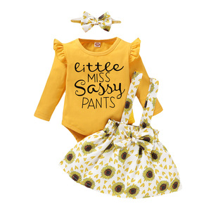 Ropa de Bebé al por Mayor, Hermoso Conjunto de Vestido con Falda y Camisa Estampada para Niños - Product Image 1