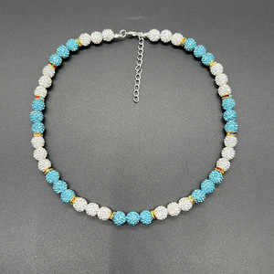 Vente en gros de colliers croisés pour garçons collier de baseball personnalisé réglable en cristal brillant avec perles en strass - Product Image 5