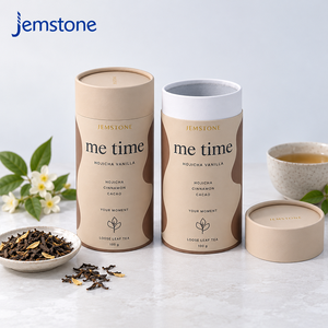Tube en papier biodégradable imprimé sur mesure pour le stockage de thé de qualité supérieure, conteneur cylindrique en carton kraft de qualité alimentaire, emballage cadeau - Product Image 1