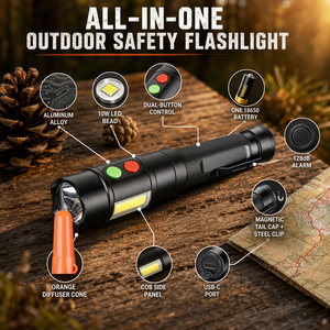 WOSEN 10W Strong <b>Light</b> LED With 128dB buzzer Alarm For Emergency distress outdoor camping COB Magnetic Safety LED Flashlight - Product Image 5
