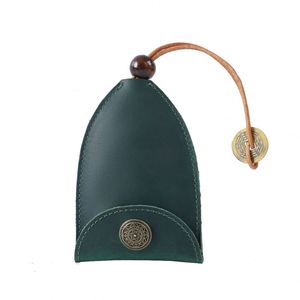 Car Key Case <b>Light</b> Key Chain Retro Top Layer Cowhide Crazy Horse Leather Cute Key Card Holder Handmade <b>Pull</b>-Out Storage Bag - Product Image 4