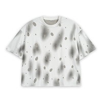 T-shirt 100% coton pour hommes en détresse Vintage surdimensionné Double couche recadrée Boxy Streetwear Unique Hip Hop Print Design