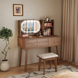 Table de toilette triangulaire moderne <span class=keywords><strong>en</strong></span> bois réglable avec miroir rabattable pour <span class=keywords><strong>chambre</strong></span>, hôtel ou appartement, idéale pour les petits coins - Product Image 5