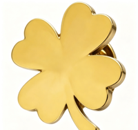 Broche Épingle de Revers Trèfle à Quatre Feuilles Porte-Bonheur en Acier Inoxydable Plaqué Or 18K – Vente Chaude en Gros