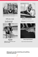Appareil de Pilates portable pour studio et domicile, pour l'entraînement de la flexibilité des mollets et des hanches, et l'étirement des jambes, avec fonction d'étirement réglable pour les splits