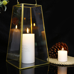 Vetro trapezoidale in metallo lanterna geometrica appesa terrario interno/esterno piantatrice a secco per la tavola di arredamento per la casa - Product Image 4