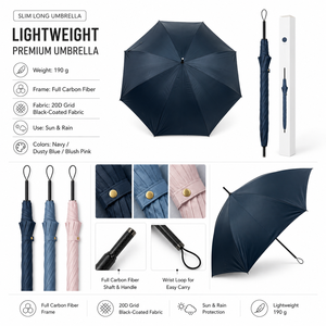 Paraguas Recto Automático Resistente al Viento de 105 cm de Diámetro, Superligero de 190 g, de Fibra de Carbono con Protección Solar UPF50, Personalizado con Logotipo - Product Image 2