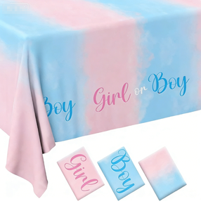 DAMAI Boy or Girl Baby Shower Decorations Backdrop Gender Reveal Party Supplies Waterproof PE for Disposable <b>Tablecloth</b> - Product Image 2