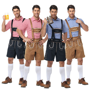 Vente flash - Costume d'Oktoberfest pour homme - Chemise <span class=keywords><strong>à</strong></span> carreaux bavaroises allemandes - Shorts Lederhosen - Product Image 2