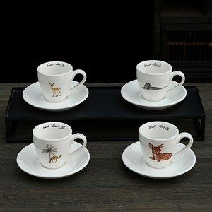 Set di Tazze da Caffè e Tè in Ceramica Stile Arabo Vintage 80ml, Design Moderno Minimalista, Lavabili in Lavastoviglie e Utilizzabili in Microonde - Product Image 1