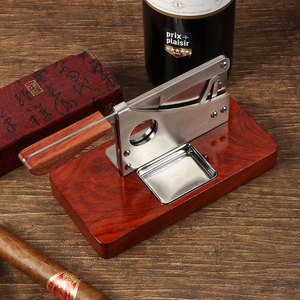 Erliao Wooden Base Tabletop <strong>Cigar</strong> <strong>Cutter</strong>, Stainless Steel Guillotine Blade, <strong>Professional</strong> Desktop Clipper - Product Image 4